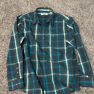 Original Penguin Teal and Black Plaid Shirt